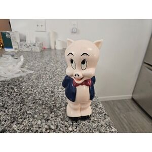 Vintage New Rare Porky Pig Ceramic Coin Bank Warner Bros Looney Tunes 9.5" 1994